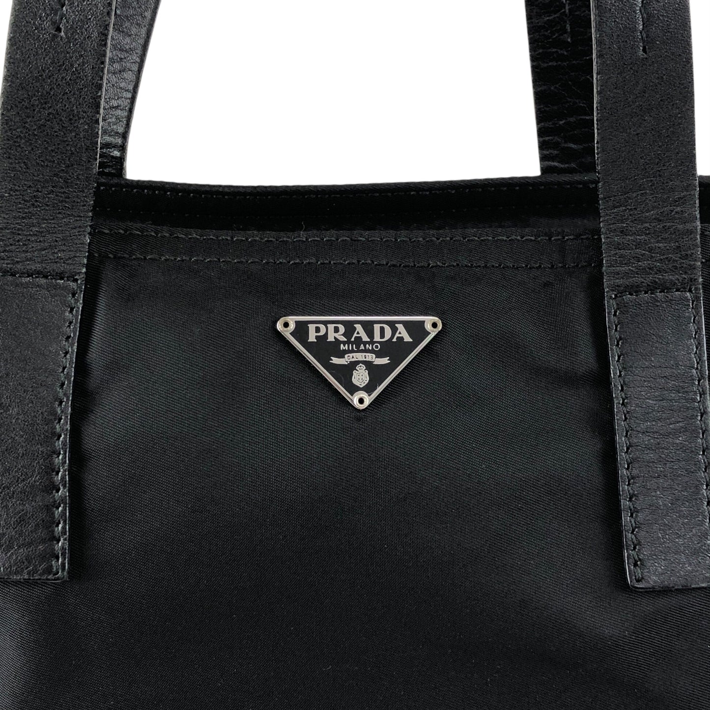 PRADA Tessuto Triangle Logo Handbag Black Vintage 5ujtgr