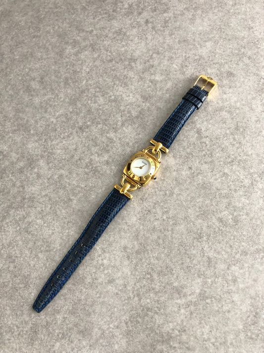 GUCCI Horse Bit Watch Gold×Blue Vintage dfsa2j