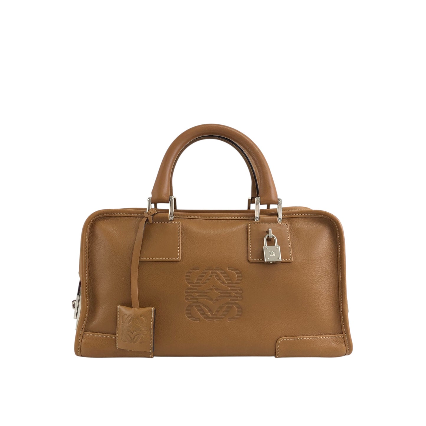LOEWE Amazona28 Anagram Small Boston bag Handbag Brown Vintage gb6dbp