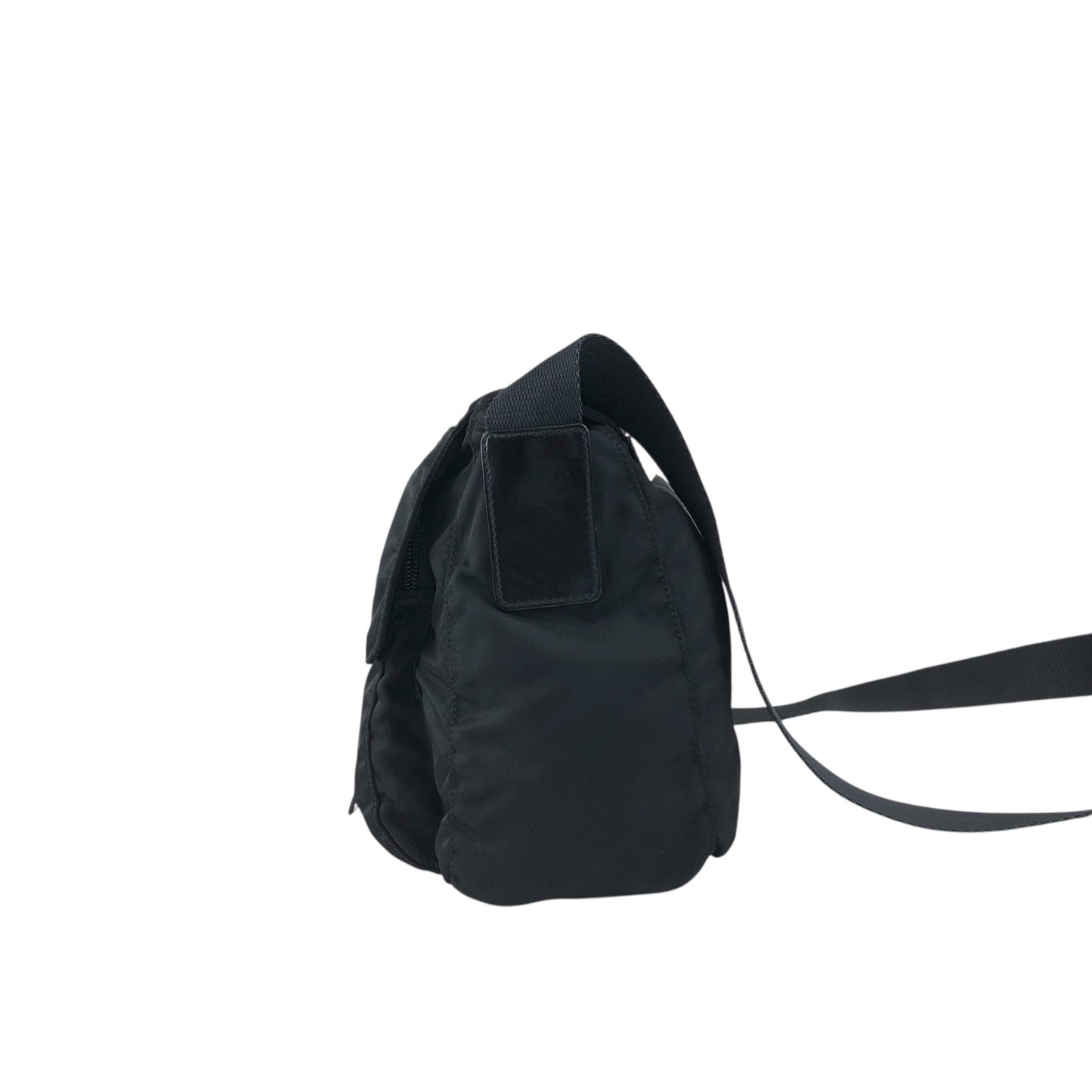 PRADA Triangle Logo Front Buckle Shoulder bag Black Vintage dre4i8
