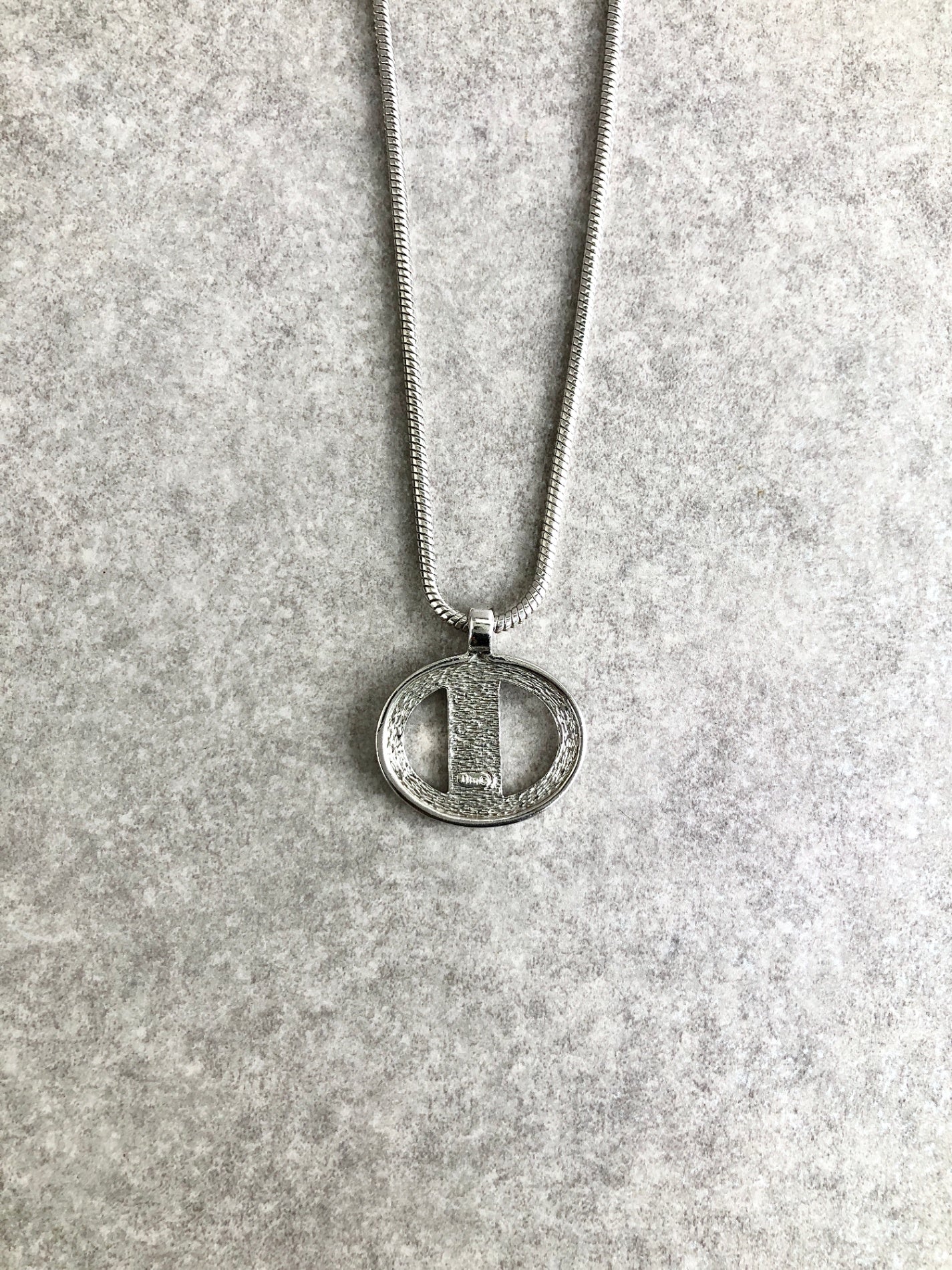 Christian Dior CD Logo Motif Necklace Silver Vintage 75c7y2