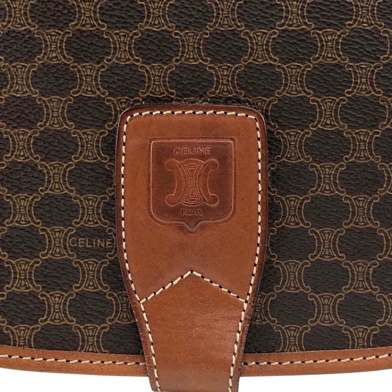 CELINE Macadam Blason Flap Shoulder bag Brown Vintage 2gysan
