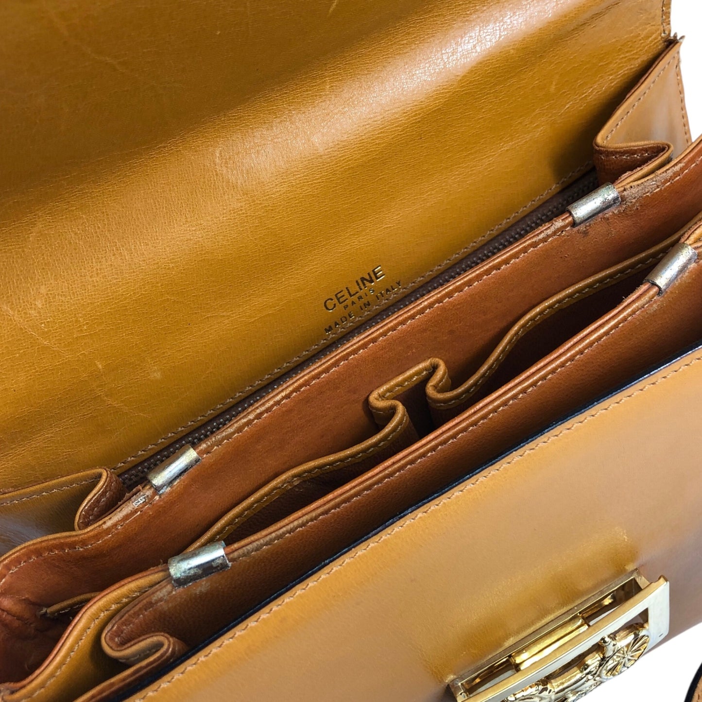 CELINE Horse Carriage Shoulder bag Camel Vintage uv4ggf