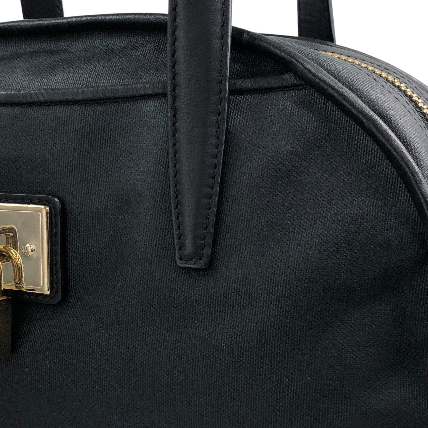 LOEWE Anagram Padlock Small Boston bag Handbag Black Vintage xazh3e