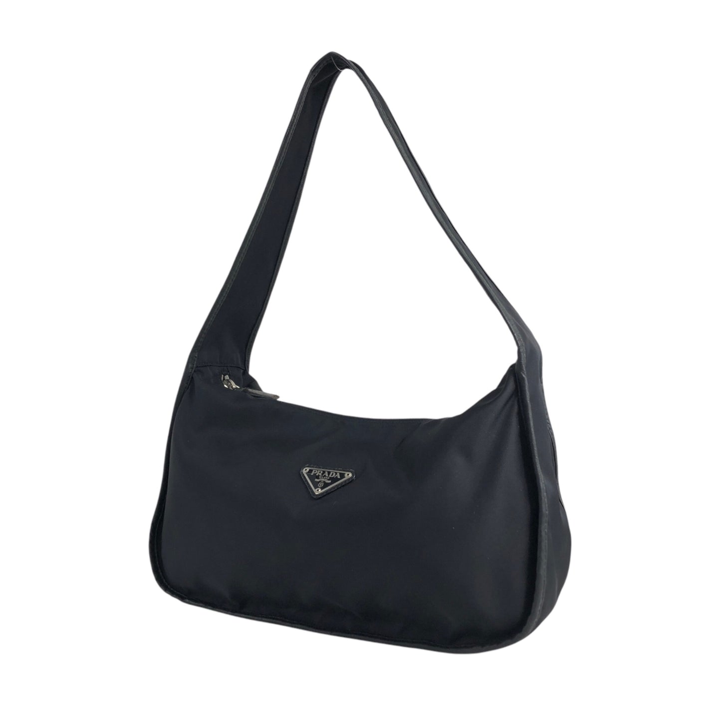 PRADA Triangle Logo Shoulder bag Hobobag Black Vintage yctb4y