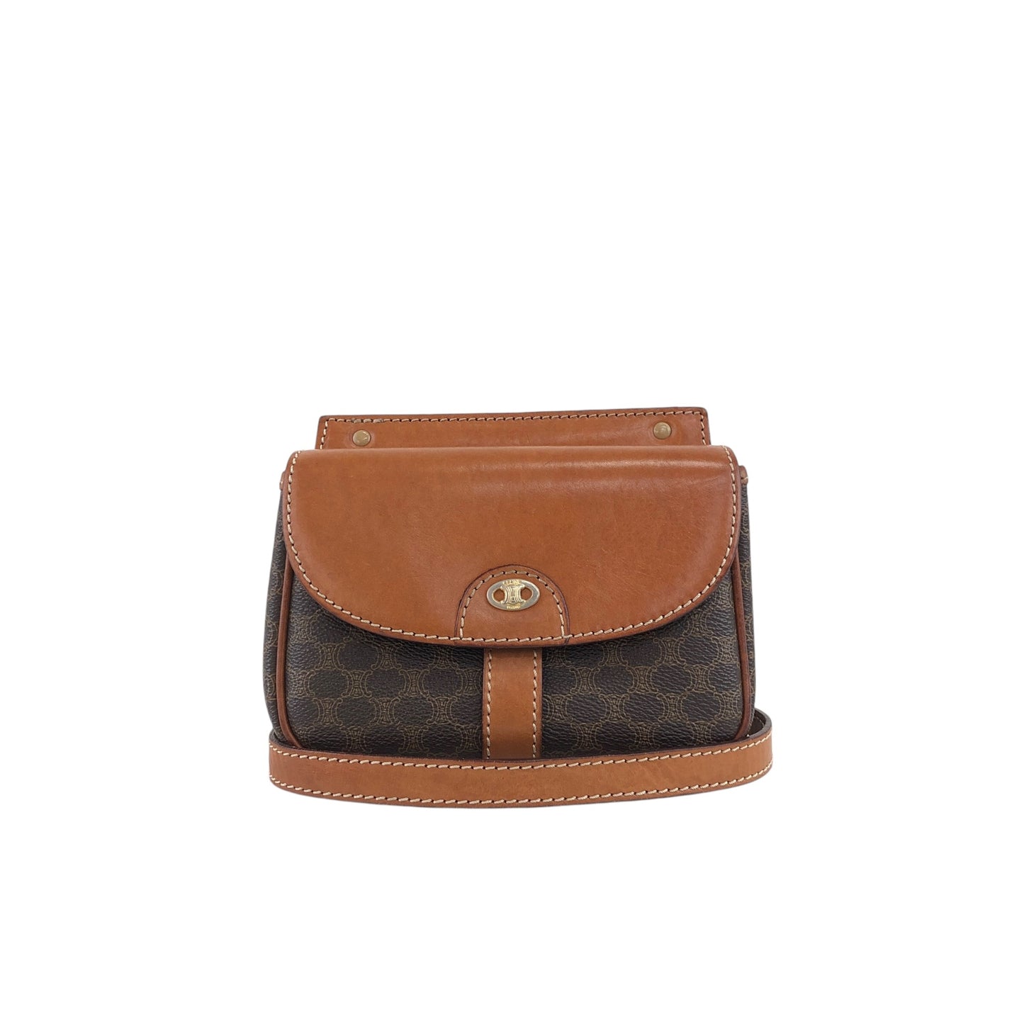 CELINE Macadam Blason Shoulder bag Brown Vintage nwujcb