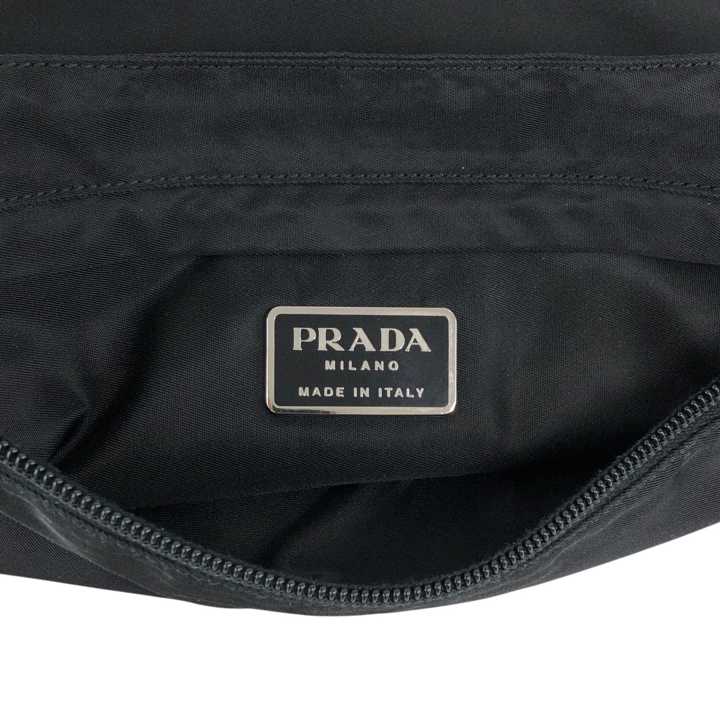 PRADA Tessuto Triangle Logo Shoulder bag Black Vintage 3vh55r