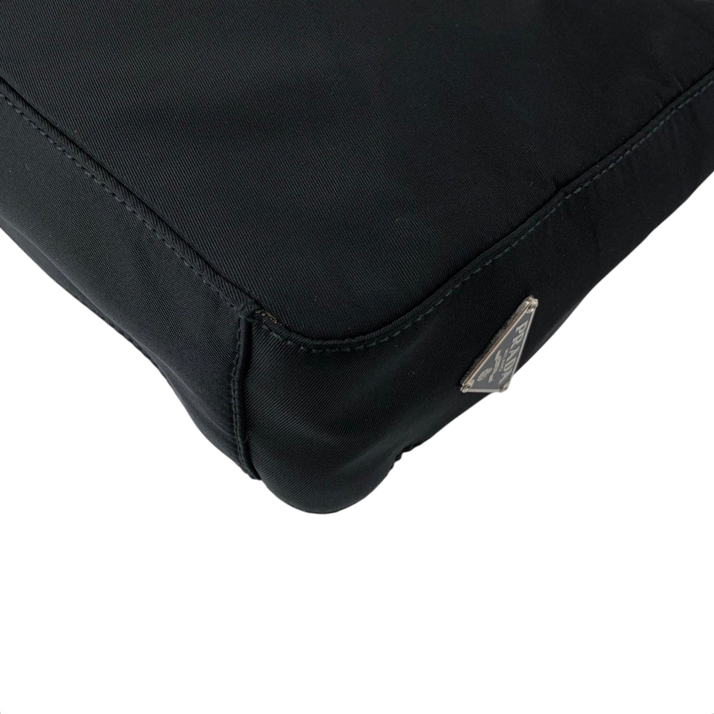 PRADA Tessuto Triangle Logo Small Handbag Black Vintage 5aczat