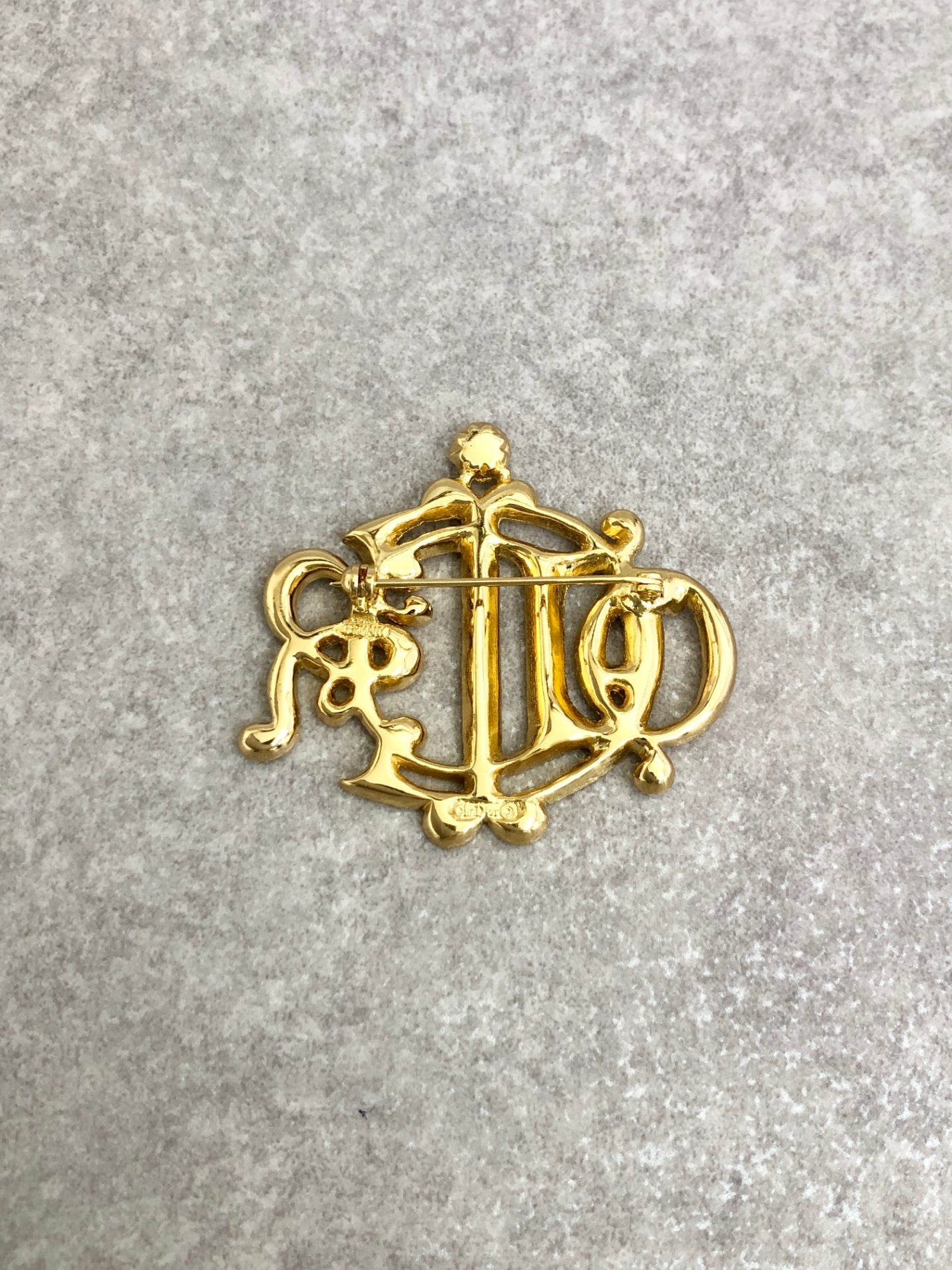 Christian Dior 徽章水鑽胸針金色復古 zsia4m