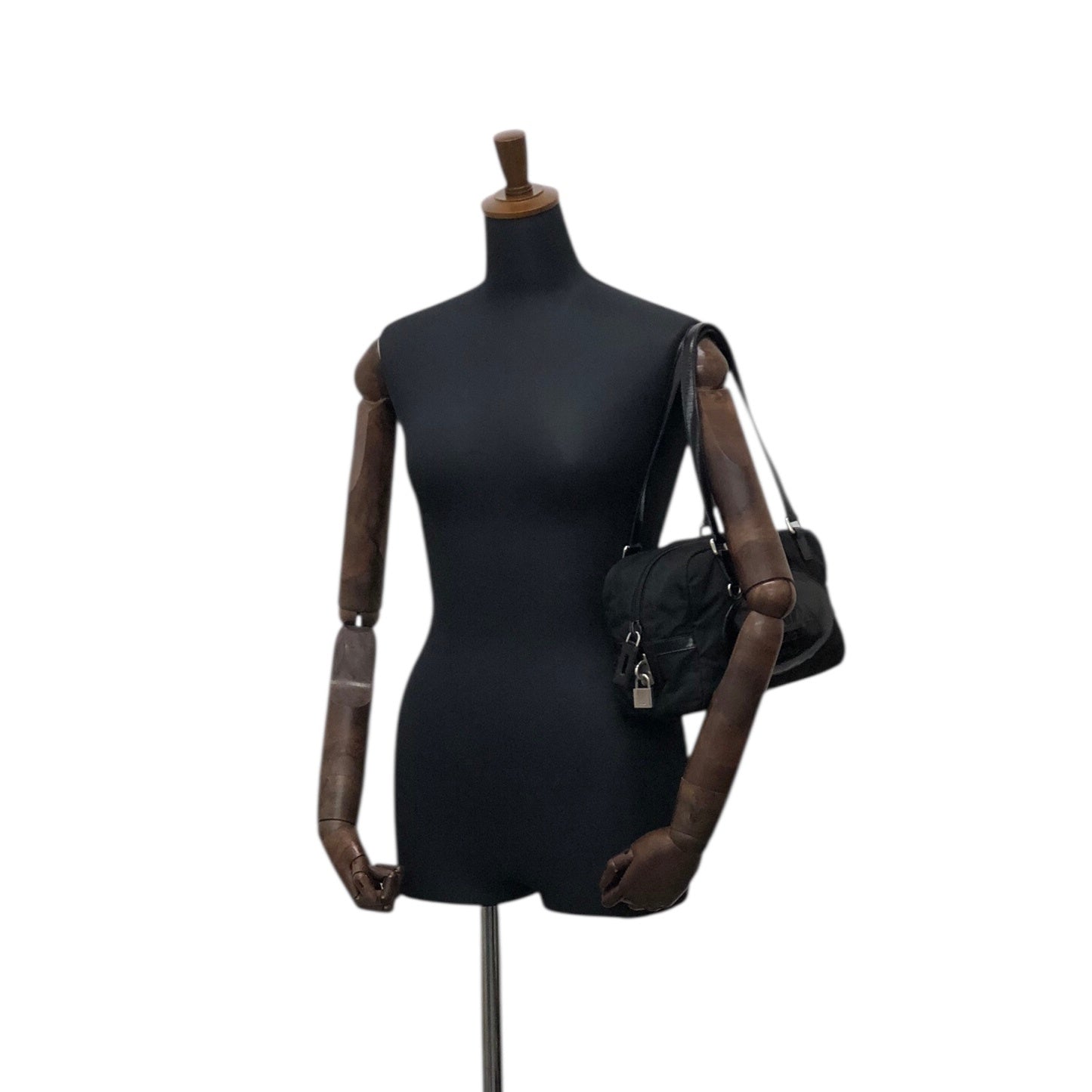 PRADA Logo Small Boston bag Handbag Black Vintage jr8c8e