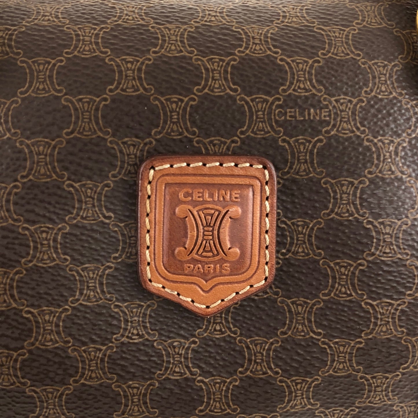 CELINE Macadam Blason Handbag Brown Vintage uimgxw