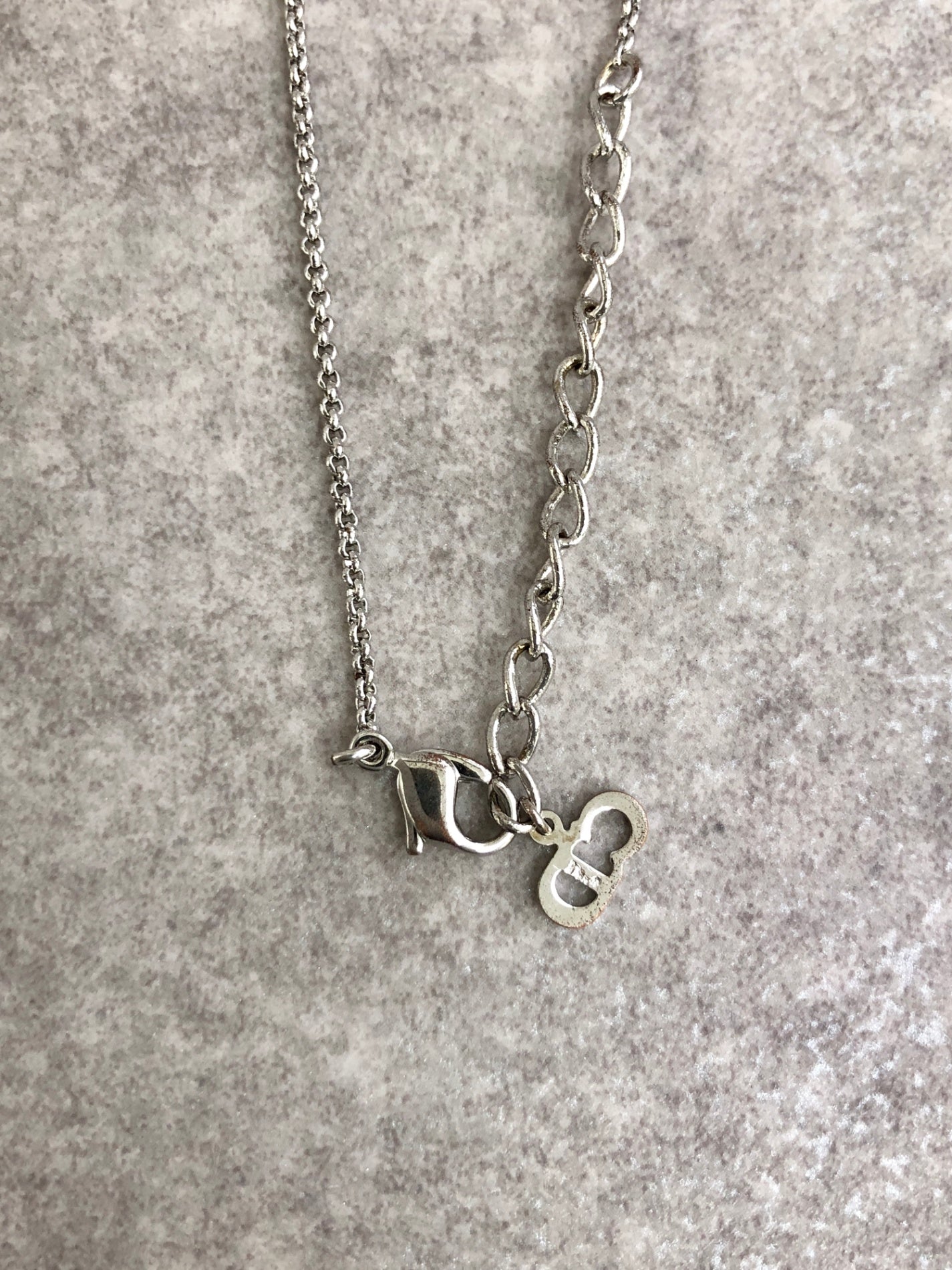 Christian Dior CD Logo Rhinestone Necklace Silver Vintage c62g5i