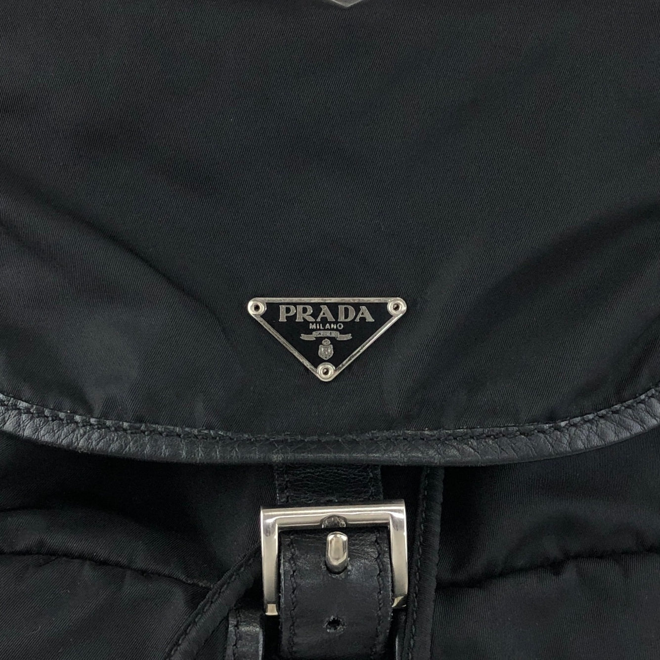 PRADA Tessuto Triangle Logo Backpack Black Vintage rj533h