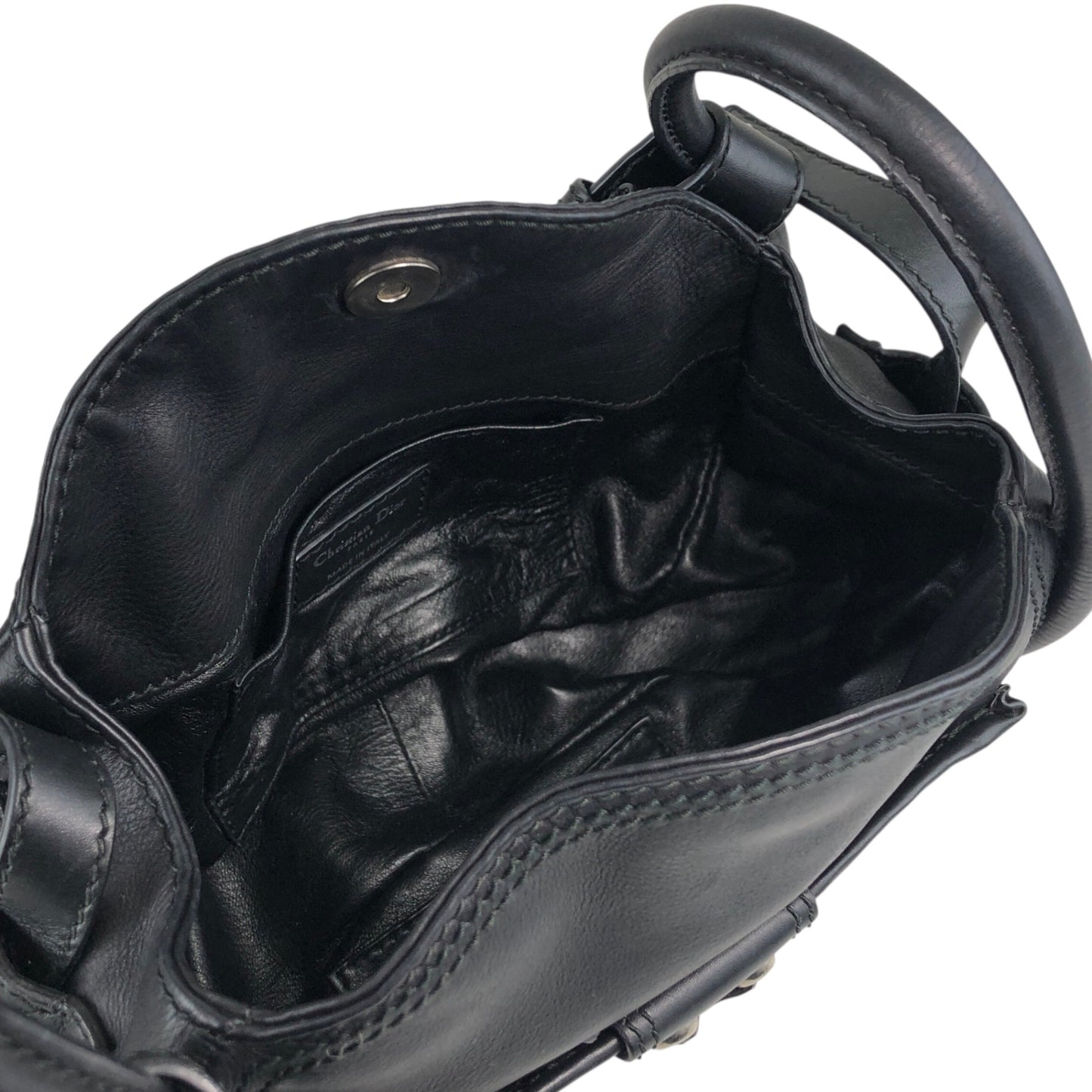 Christian Dior Cannage Round Shoulder bag Black Vintage kb2urx