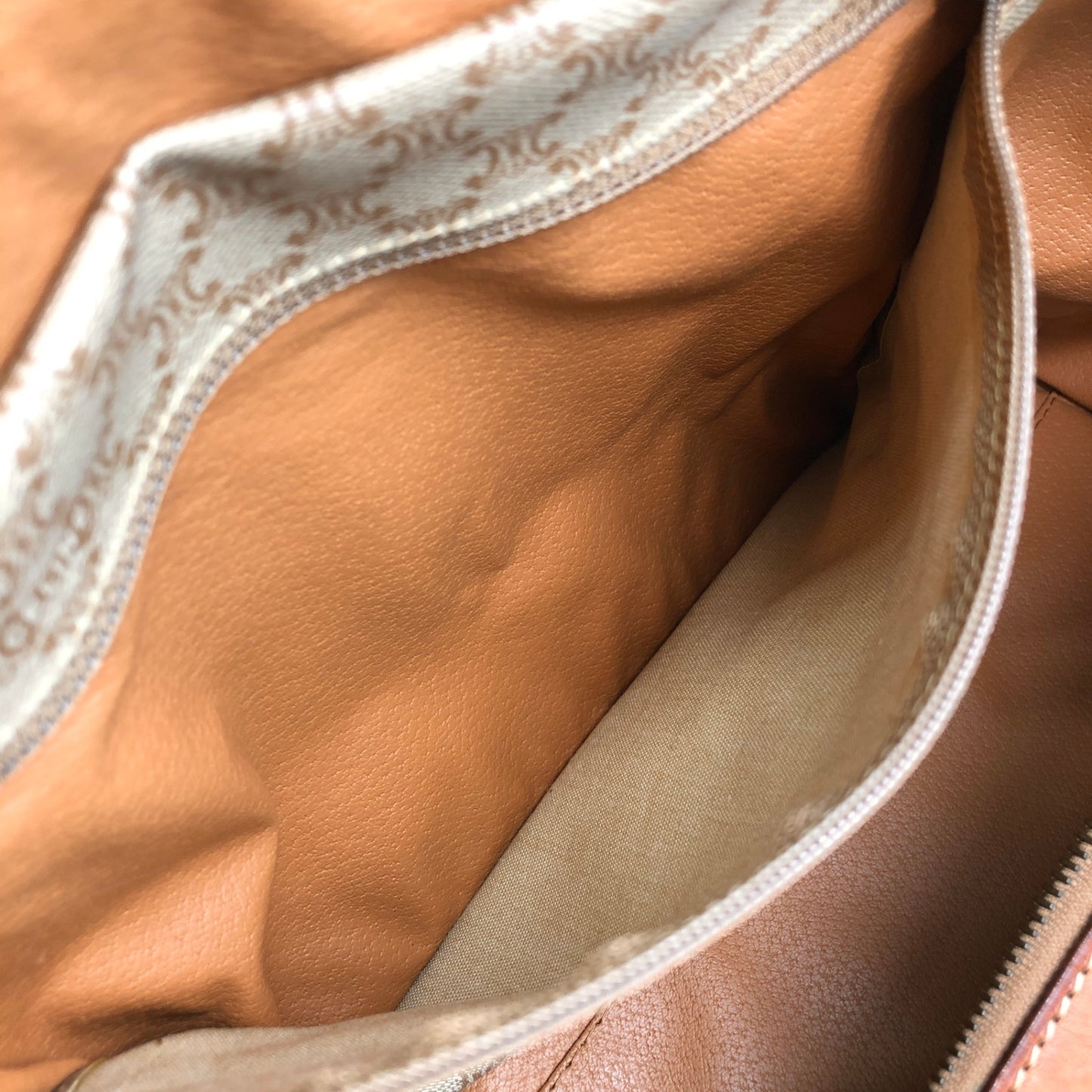 CELINE Macadam Blason Handbag Boston bag Beige Vintage ud4tv5