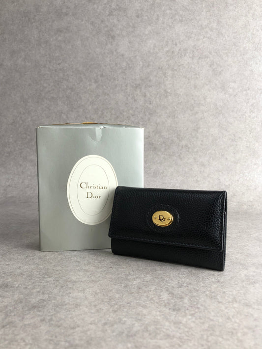 Christian Dior Logo Key Case Black Vintage jcym25