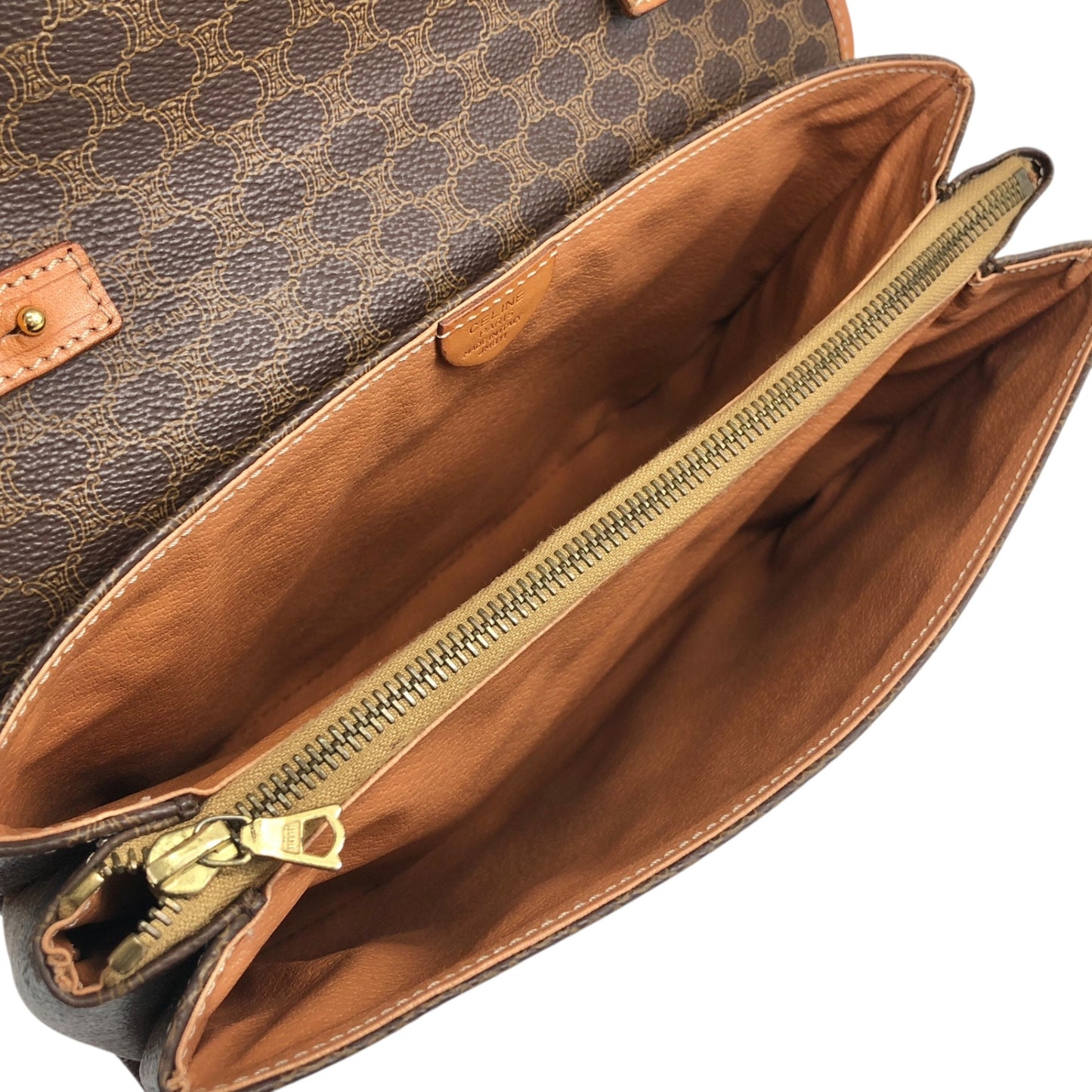 CELINE Macadam Blason Shoulder bag Brown Vintage fchn4d