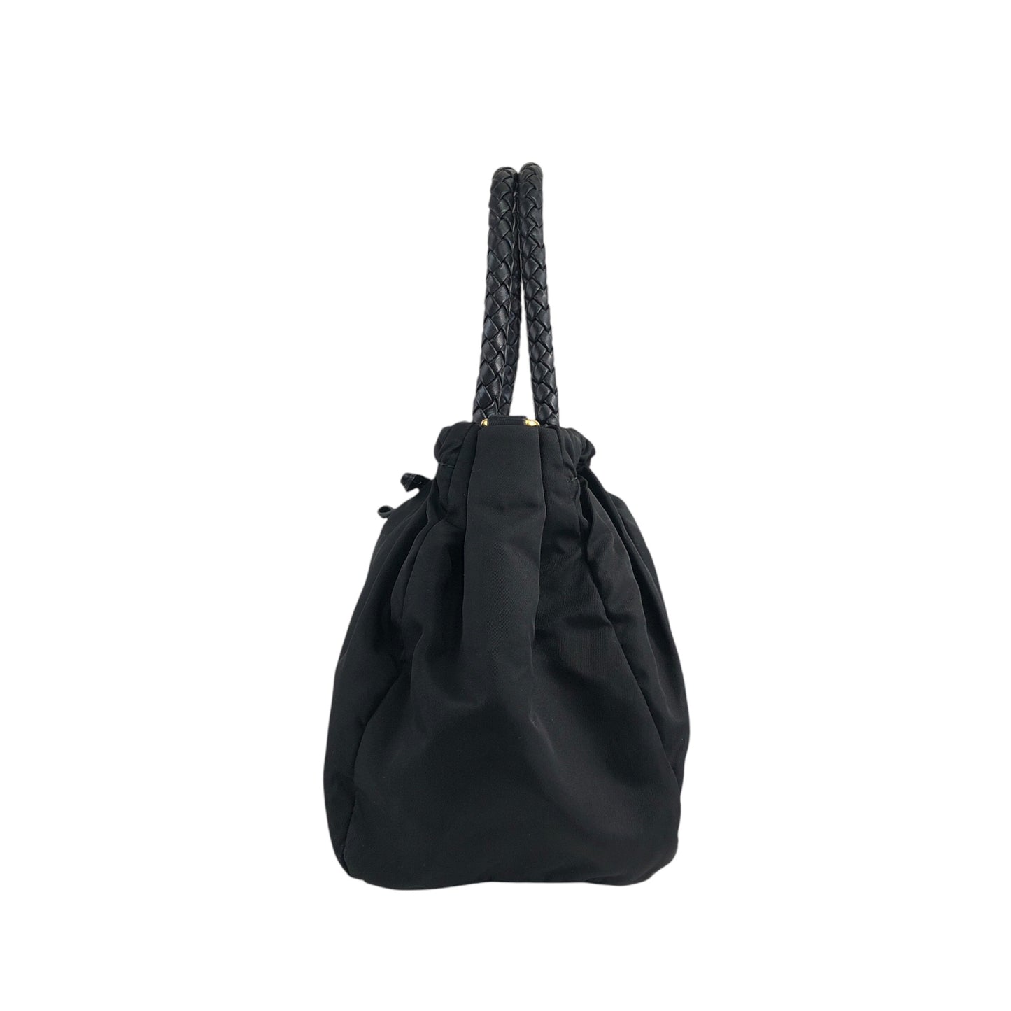 PRADA Logo Ribbon Two-way Handbag Shoulder bag Black Vintage w7z54n