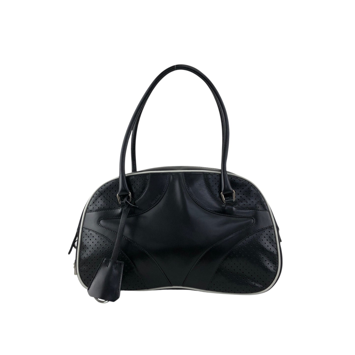PRADA Padlock Small Boston bag Handbag Black Vintage vcg8wk