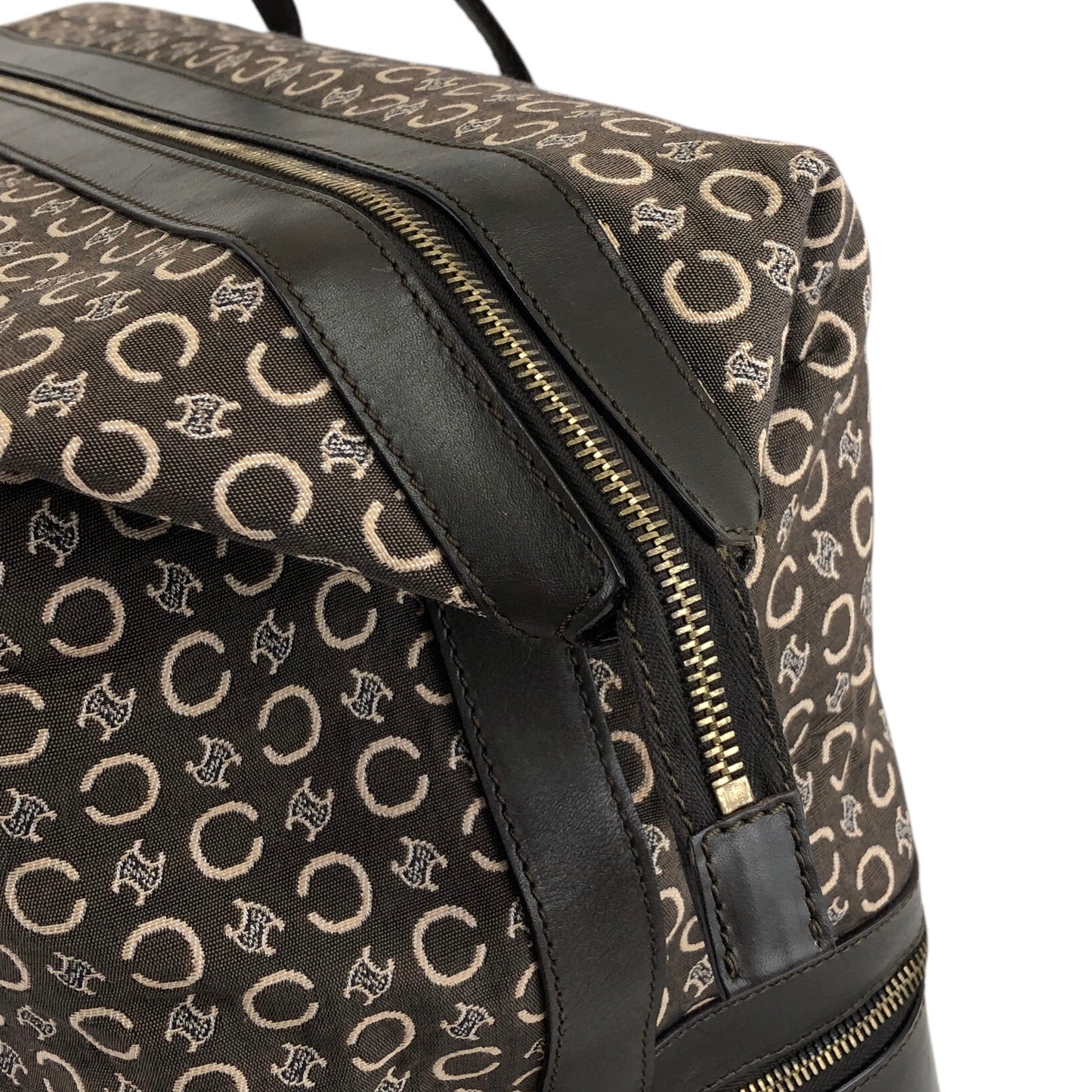 CELINE Macadam Handbag Boston bag Brown Vintage 7kve88