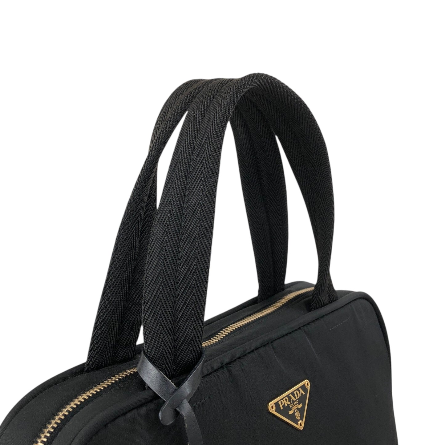 PRADA Tessuto Triangle Logo Handbag Black Vintage p7dydt