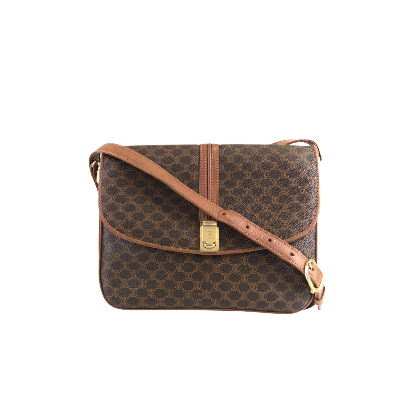 CELINE Macadam Blason Shoulder bag Brown Vintage zskyr6