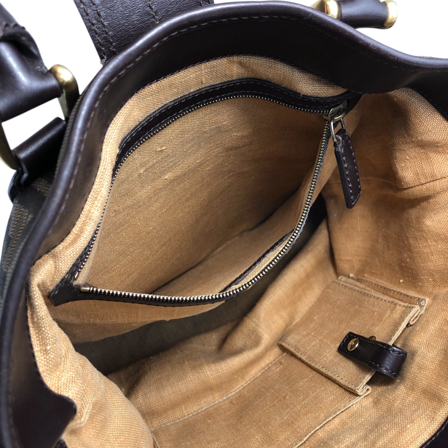 FENDI Zucca Front Buckle Totebag Brown Vintage dirw6v
