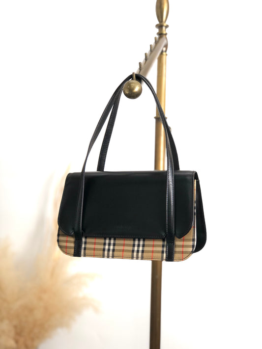 BURBERRY Nova Check Handbag Black Vintage j7fze5