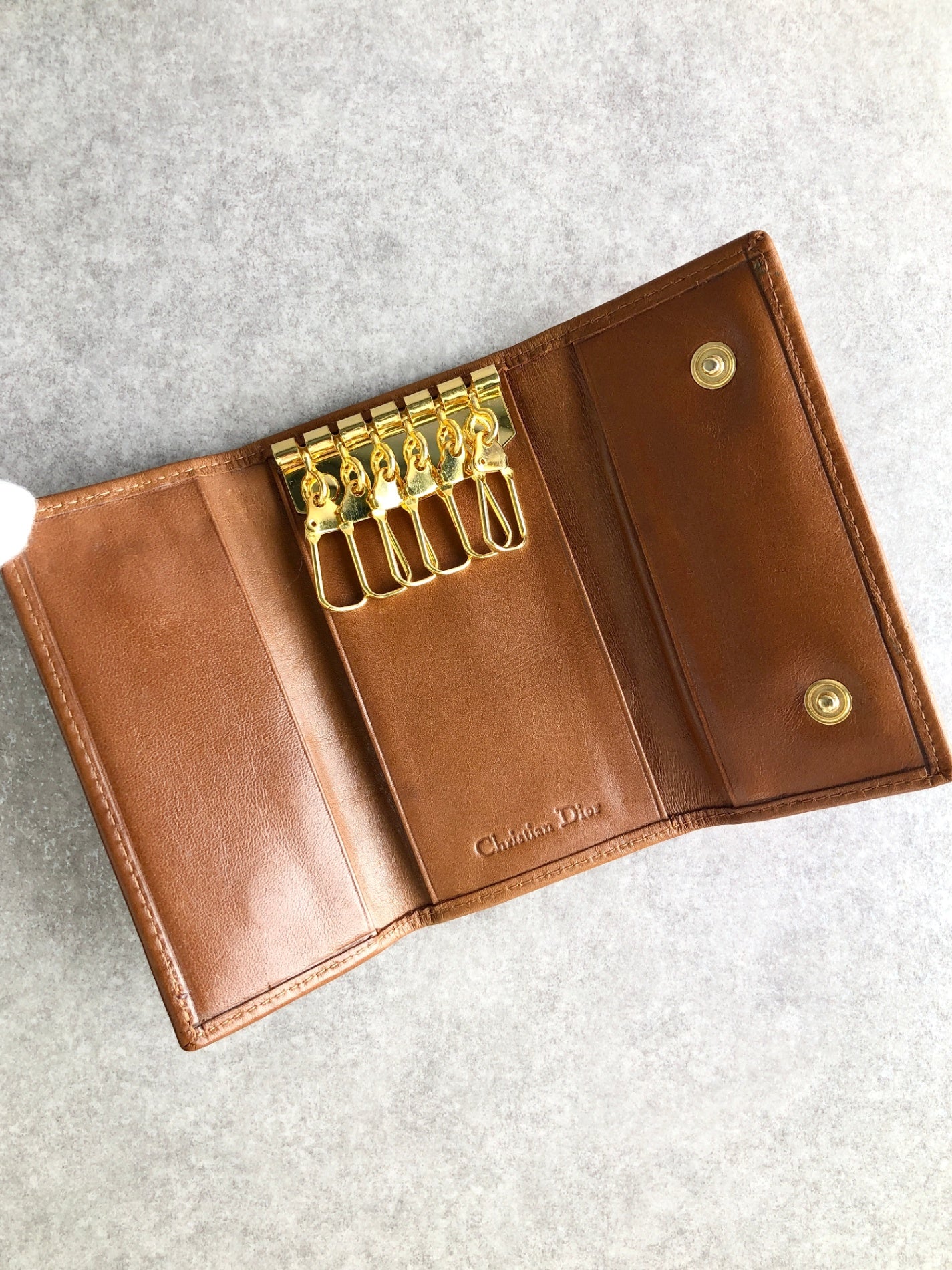 Christian Dior CD Logo Key Case Brown Vintage 6aswhx