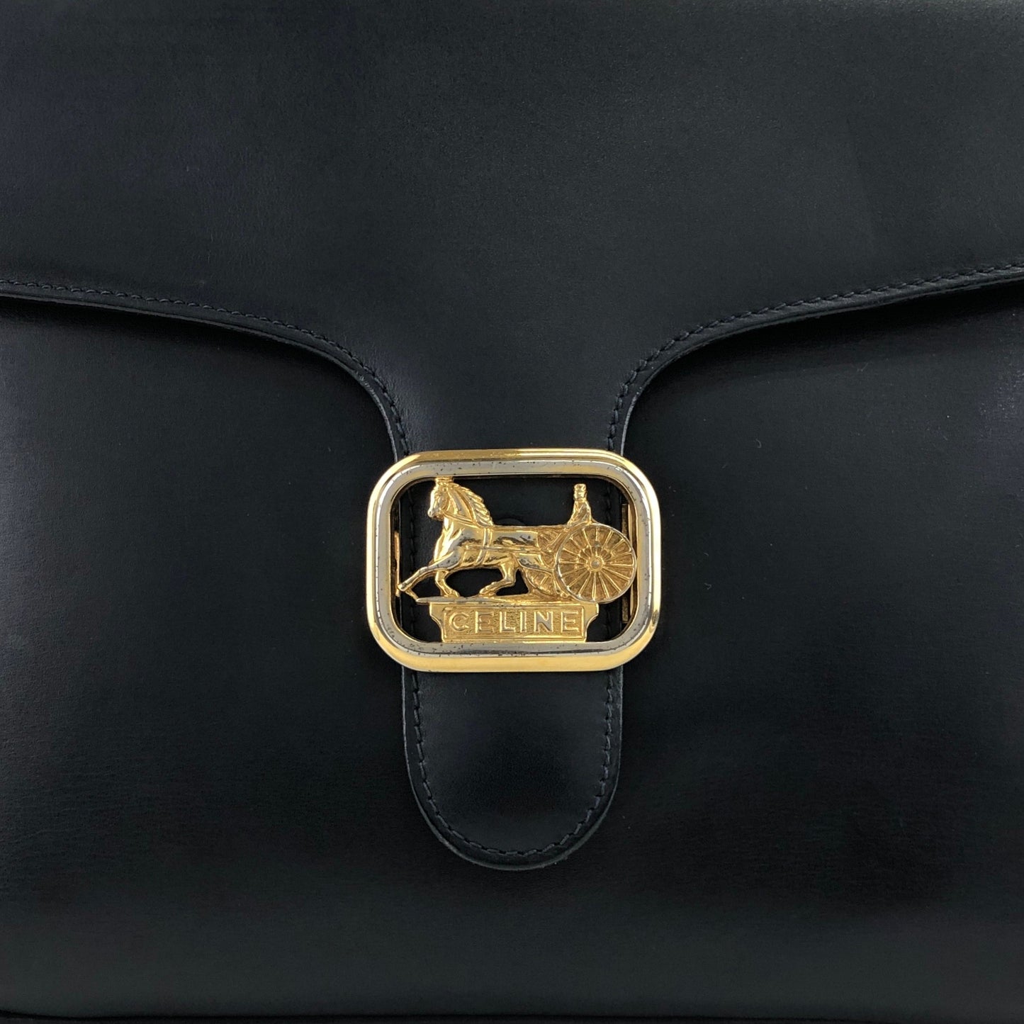 CELINE Horse Carriage Handbag Dark Navy Vintage 3bgmzr