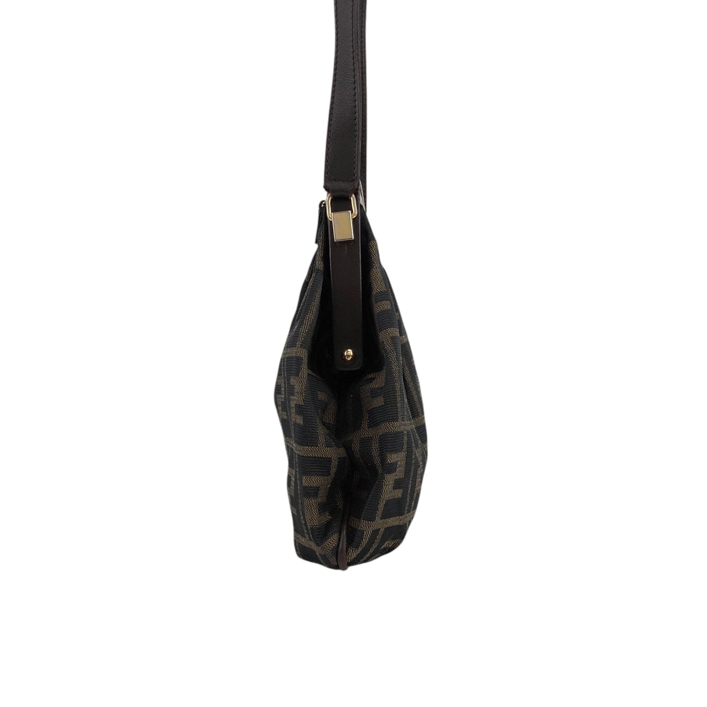 FENDI Zucca Metal Clasp Shoulder bag Brown Vintage kkfpvd