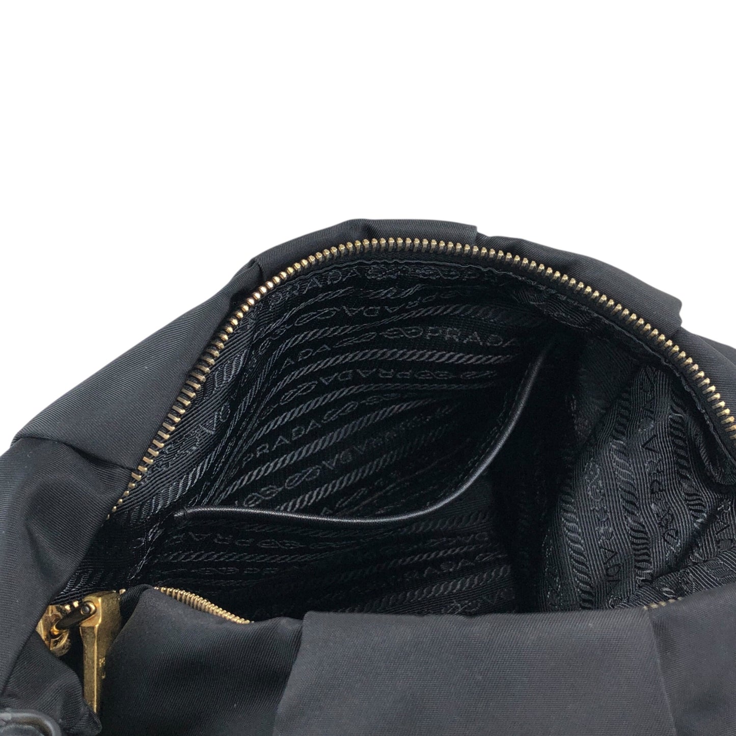 PRADA Tessuto Triangle Logo Shoulder bag Hobobag Black Vintage e3vera