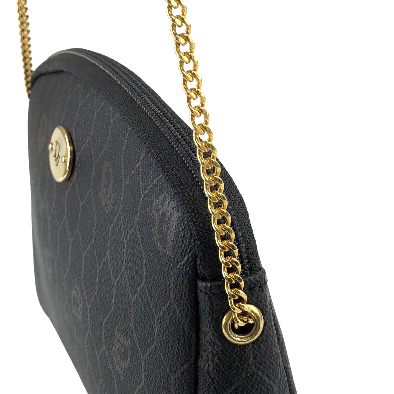 Christian Dior Honeycomb Chain Shoulder bag Black Vintage a826ev