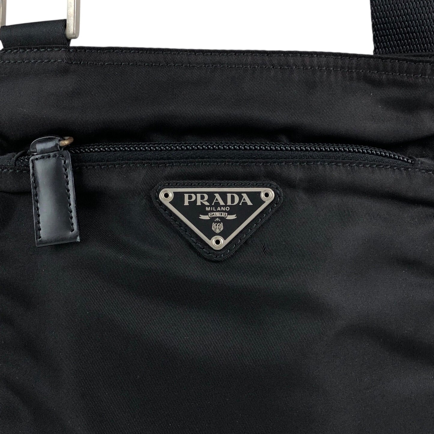 PRADA Tessuto Triangle Logo Shoulder bag Black Vintage upcrup