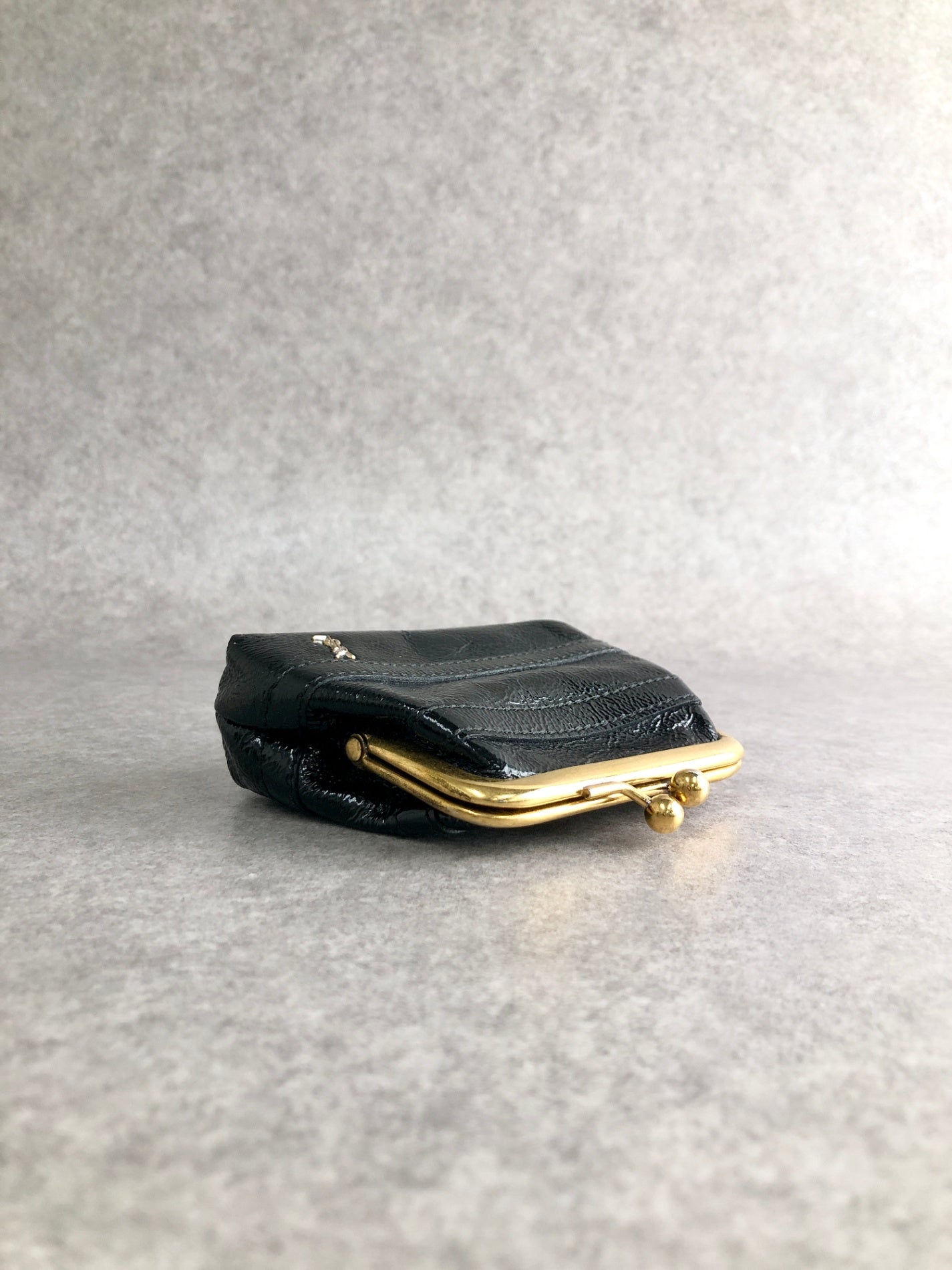 Yves Saint Laurent YSL Logo Metal Clasp Coin Purse Black Vintage s42xfp