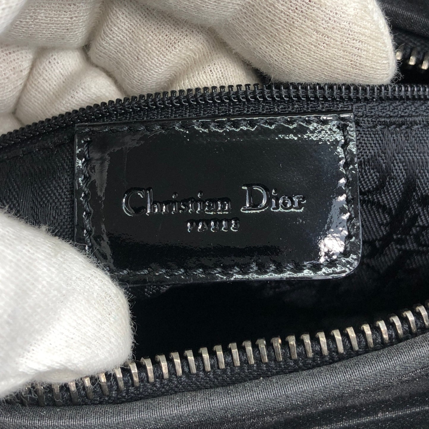 Christian Dior Cannage CD Logo Charm Two-way Handbag Shoulder bag Black Vintage 5cgj75