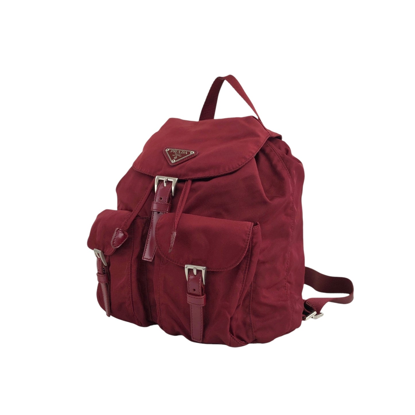 PRADA Triangle Logo Double Pocket Backpack Red Vintage 8jxw7p