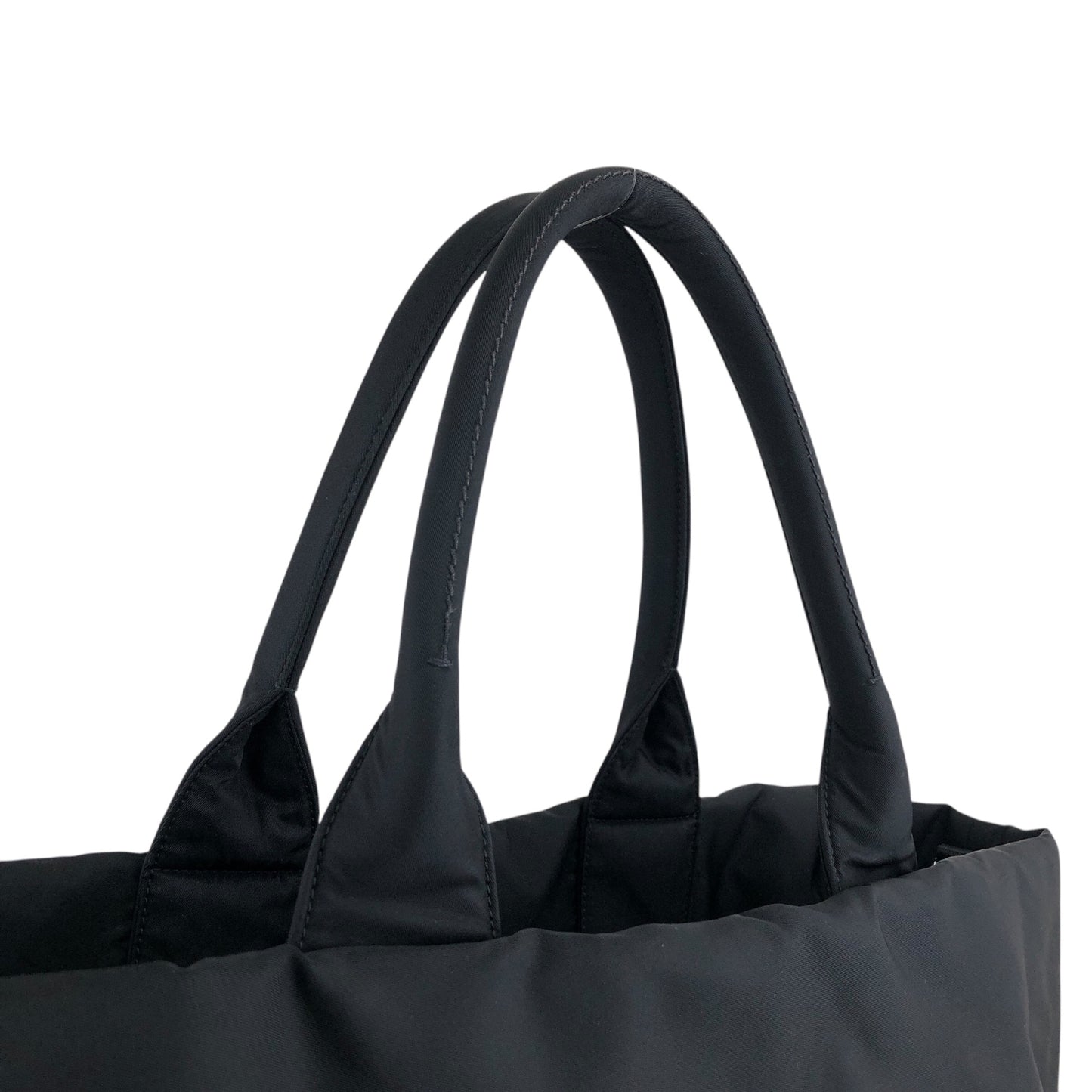 PRADA Triangle Logo Front Zipper Handbag Black Vintage eyn74f