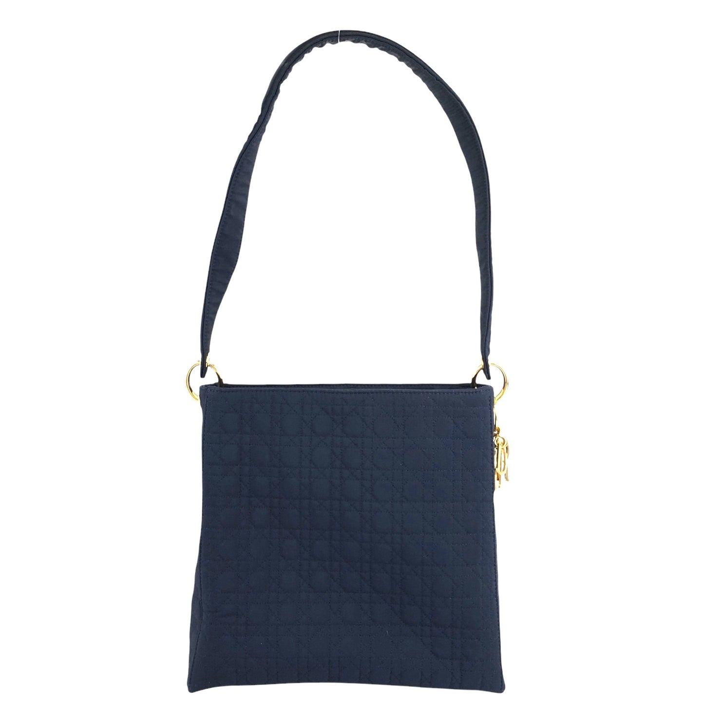Christian Dior Cannage CD Logo Charm Shoulder bag Hobobag Navy Vintage 55p7w6