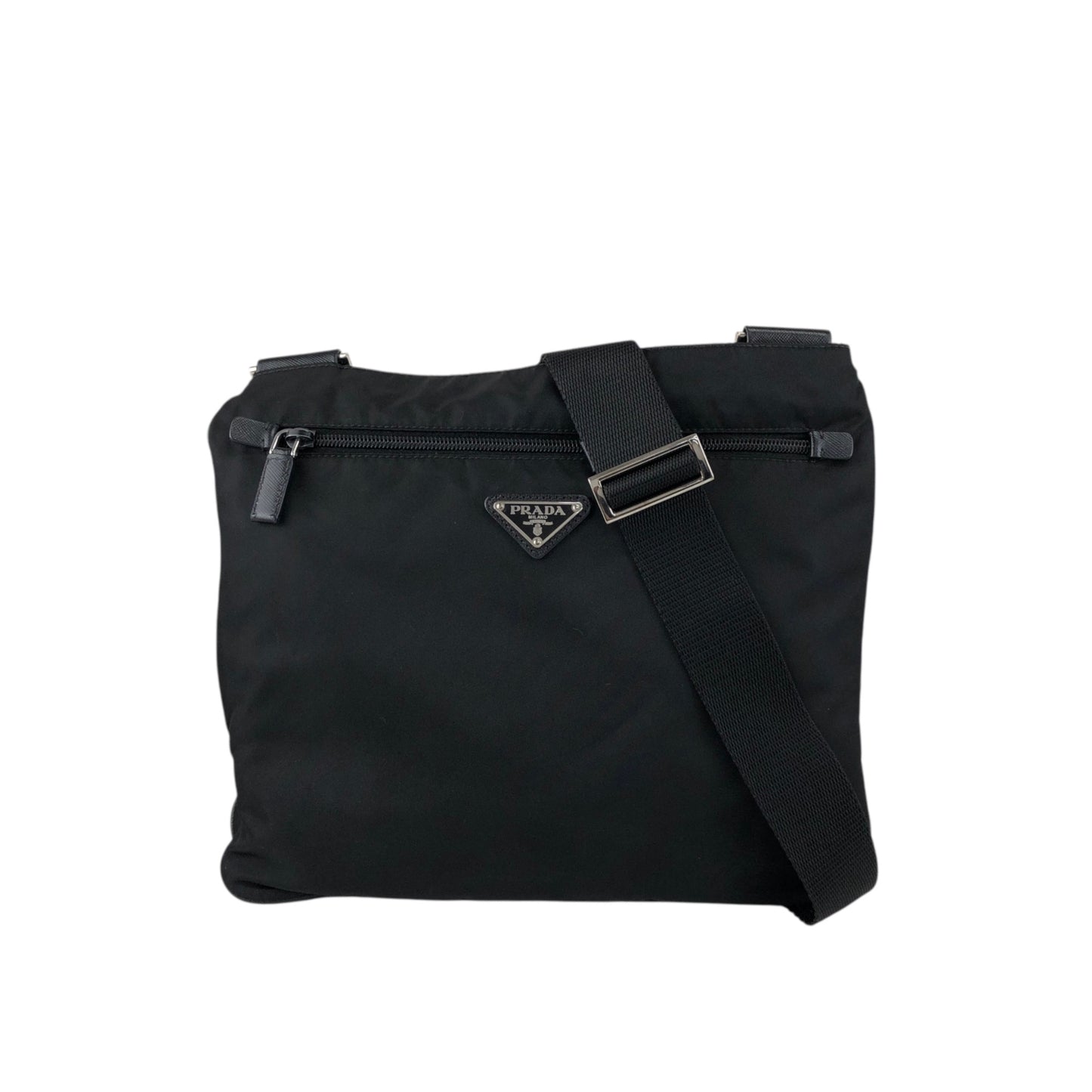 PRADA Tessuto Triangle Logo Shoulder bag Black Vintage jvmtz8