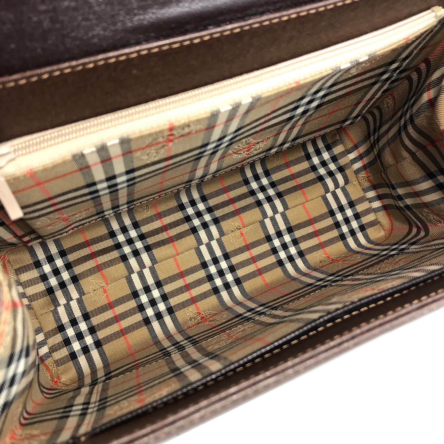 Burberry 標誌圖案皮革兩用手提包單肩包棕色復古 rbsmr2