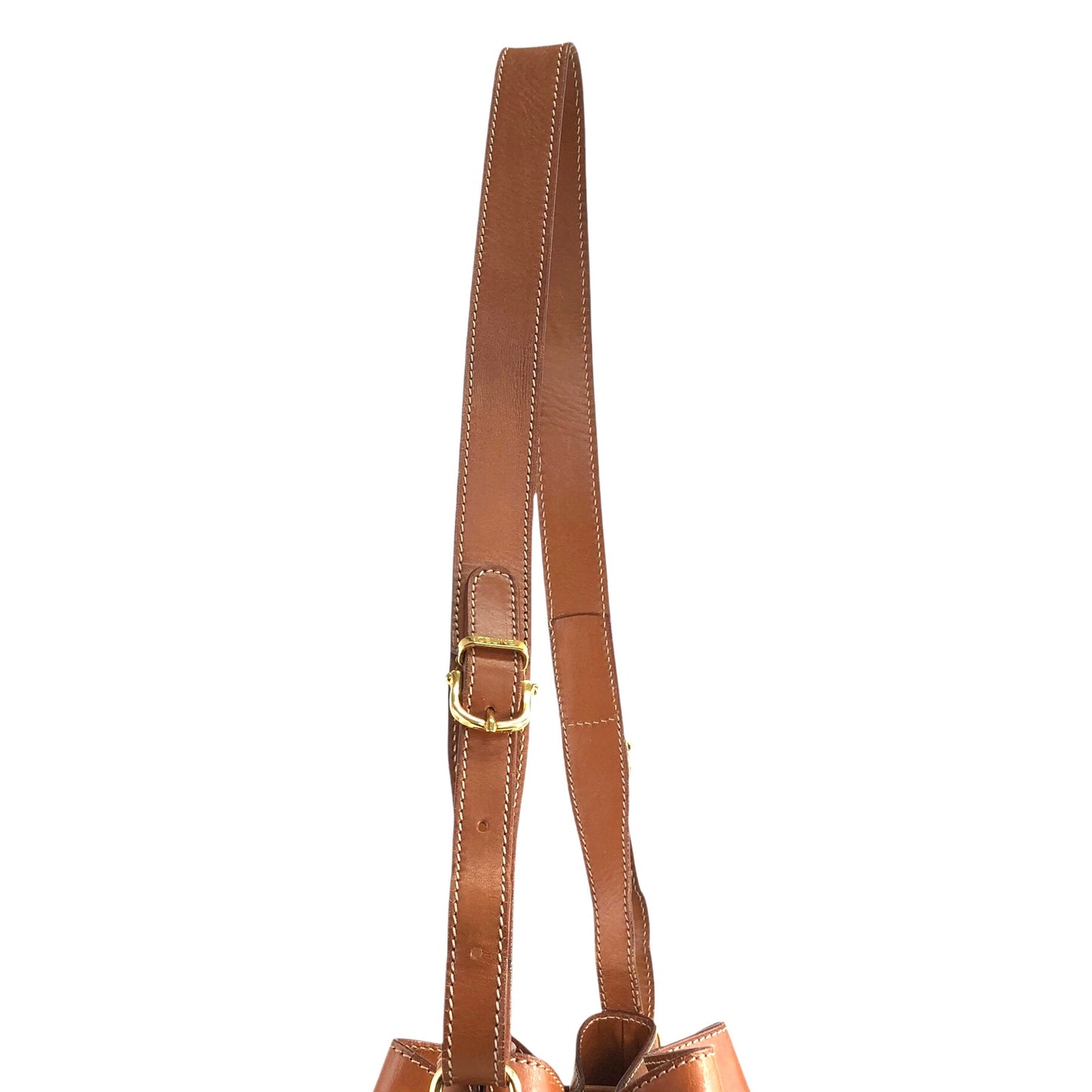 CELINE Macadam Blason Drawstring Shoulder bag Beige Vintage p4favs