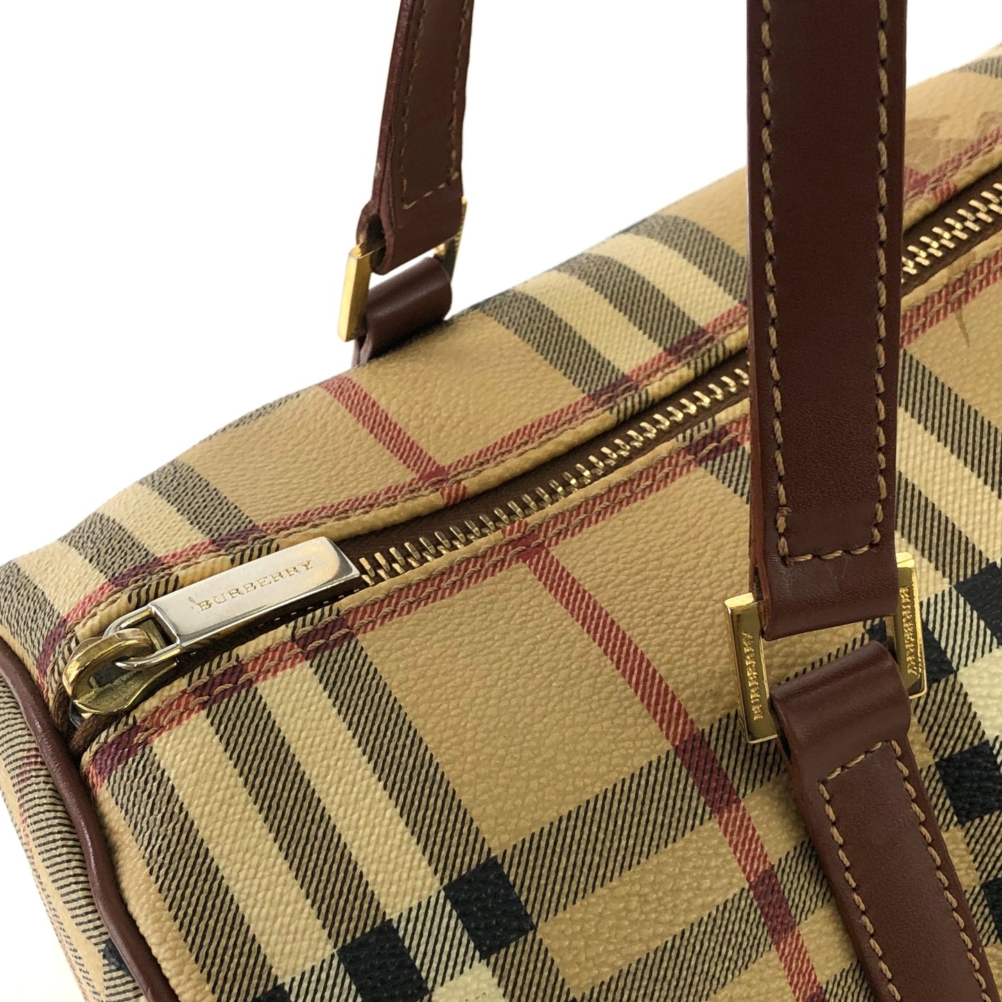 Burberry Nova 格紋手提包 米色復古 nwns72