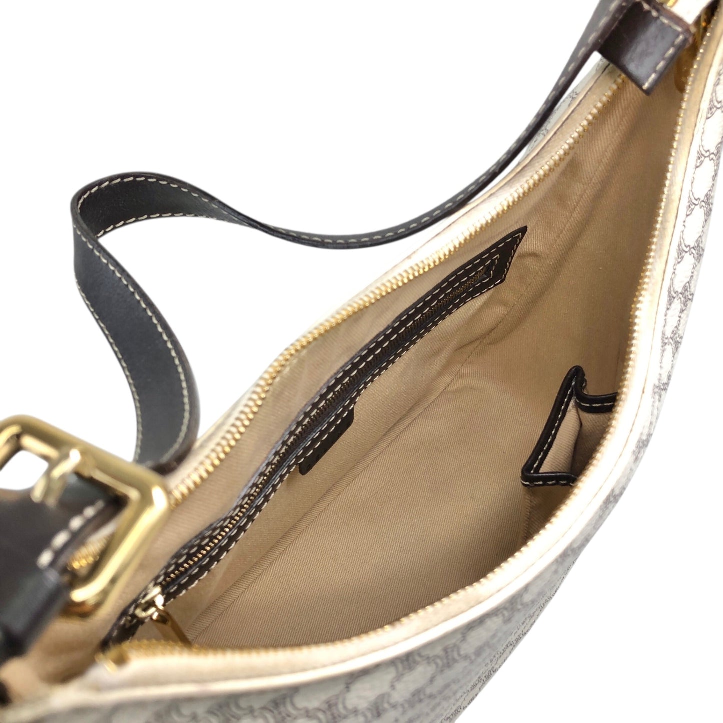 CELINE Macadam Shoulder bag White Vintage sf8jz2