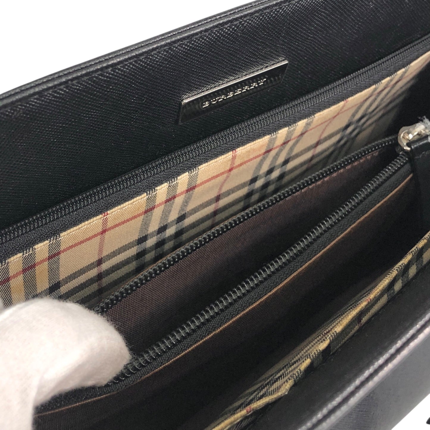 BURBERRY Logo Handbag Black Vintage jieesi