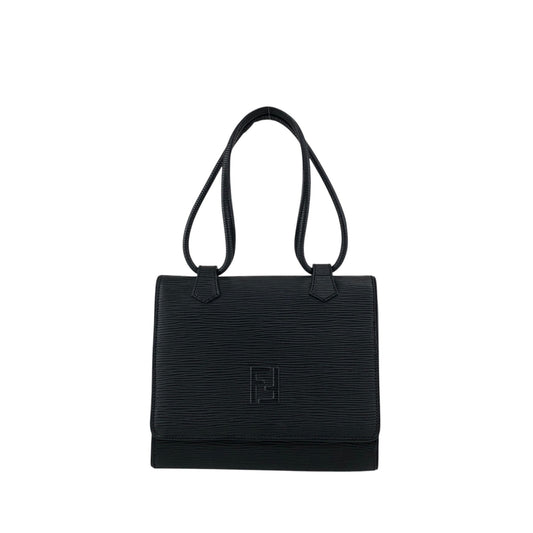 FENDI Logo Embossed Small Handbag Black Vintage h4nbvt