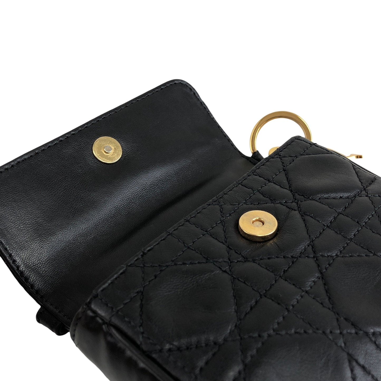 Christian Dior Lady Dior Cannage Small Shoulder bag Black Vintage mppar4