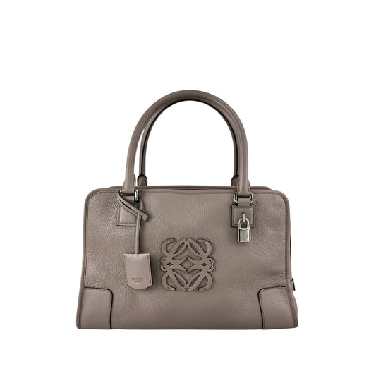 LOEWE Amazona36 Anagram Handbag Boston bag Gray Vintage mhy4fx