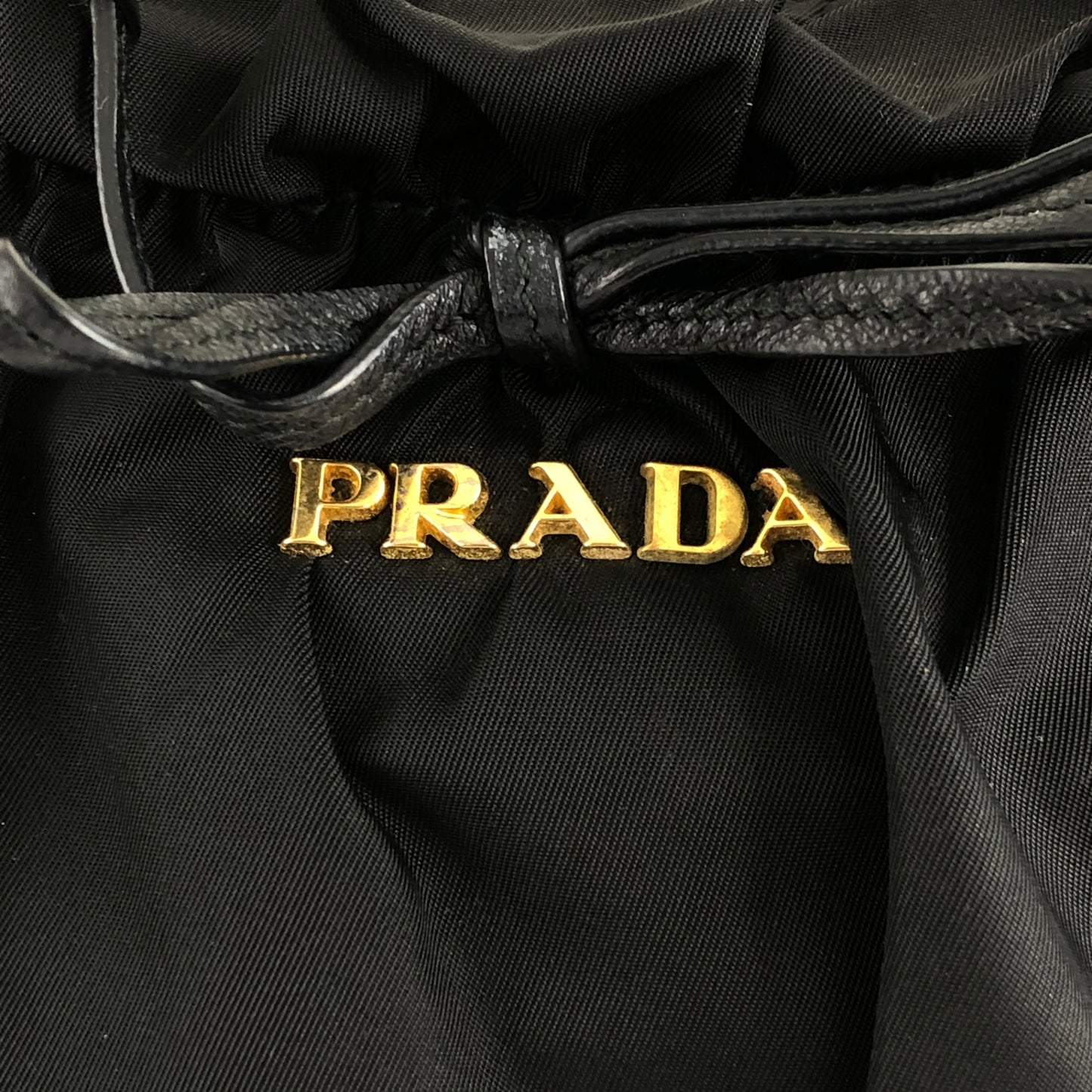 PRADA Logo Ribbon Two-way Handbag Shoulder bag Black Vintage w7z54n