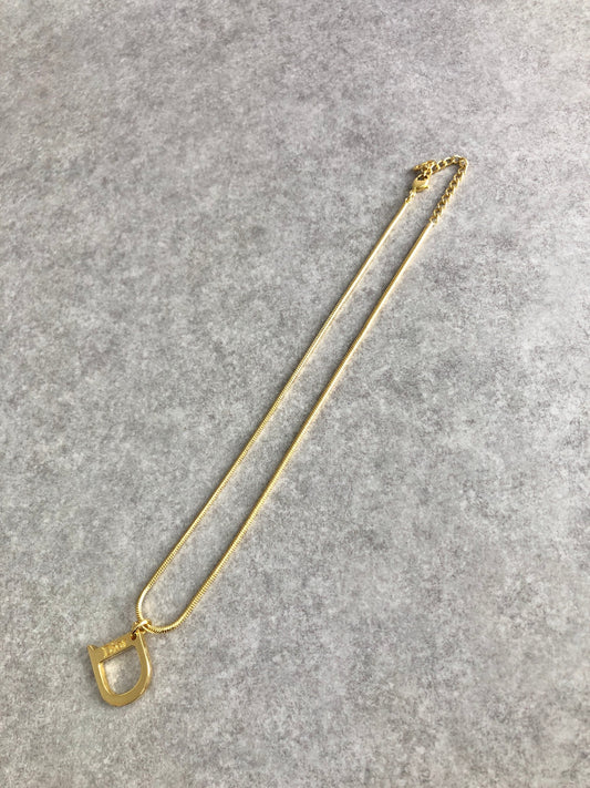 Christian Dior D Motif Necklace Gold Vintage ndfvy4